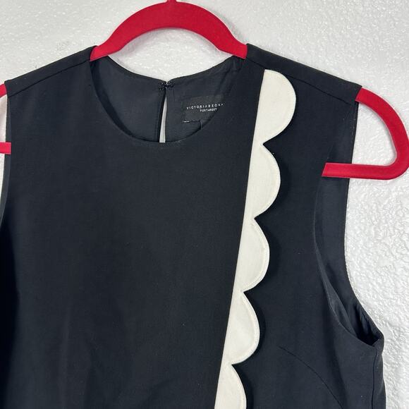 Victoria Beckham Target Women Medium Black Sleevless White Scallop Trim Chic - Picture 4 of 13